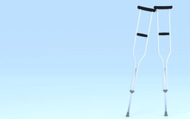 Gerçekçi koltuk değneklerinin 3DCG 'si, kaza görüntüleri ve rehabilitasyon