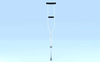 Gerçekçi koltuk değneklerinin 3DCG 'si, kaza görüntüleri ve rehabilitasyon