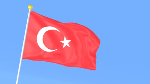 Világ Nemzeti Zászlaja Törökország — Stock videók