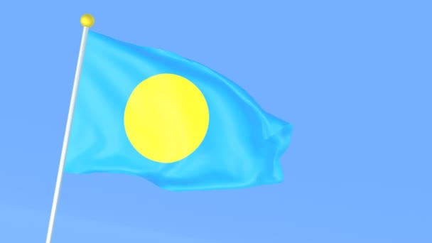 Nationale Vlag Van Wereld Palau — Stockvideo