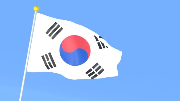 Nationale Vlag Van Wereld Republiek Korea — Stockvideo