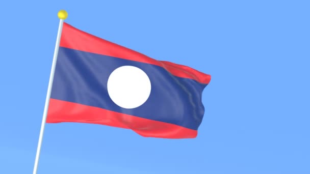 Bandeira Nacional Mundo Laos — Vídeo de Stock