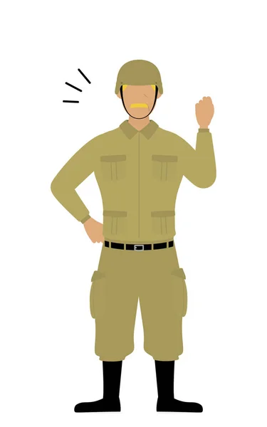 Soldat Âgé Pose Pose Joyeuse Gutsy — Image vectorielle