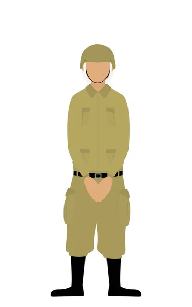 Soldat Femme Âgée Pose Attente Attente Avant Avec Les Mains — Image vectorielle