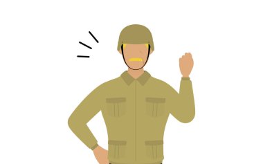 Kıdemli Erkek Asker Pozu, neşeli, cesur poz!