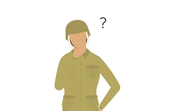 Soldado Senior Pose Tiene Dudas — Vector de stock