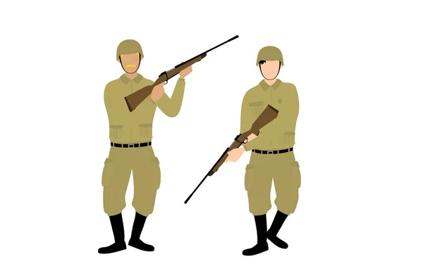 ライフル銃 戦争と凶暴なゲームを保持する男性兵士のペア — ストックベクタ