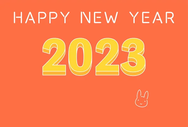 2023 Année Lapin Carte Nouvel Lettres Lapin Mignon Simple — Image vectorielle