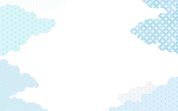 Modré Japonské Vzorované Mraky Letní Chladný Obraz Kopírovacím Prostorem — Stockový vektor