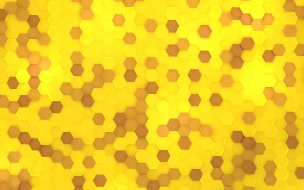 3Dcgアブストラクト不規則に並ぶ六角形ハニカム像 真のオーバーヘッドビュー — ストック写真
