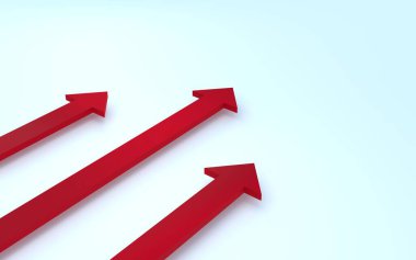 3DCG iş görüntüsü ve yükselen kırmızı ok Boşluğu kopyala