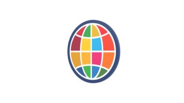 SDG resmi, önceden belirlenmiş 17 renkte değişen dünya simgeleriyle döngü canlandırması