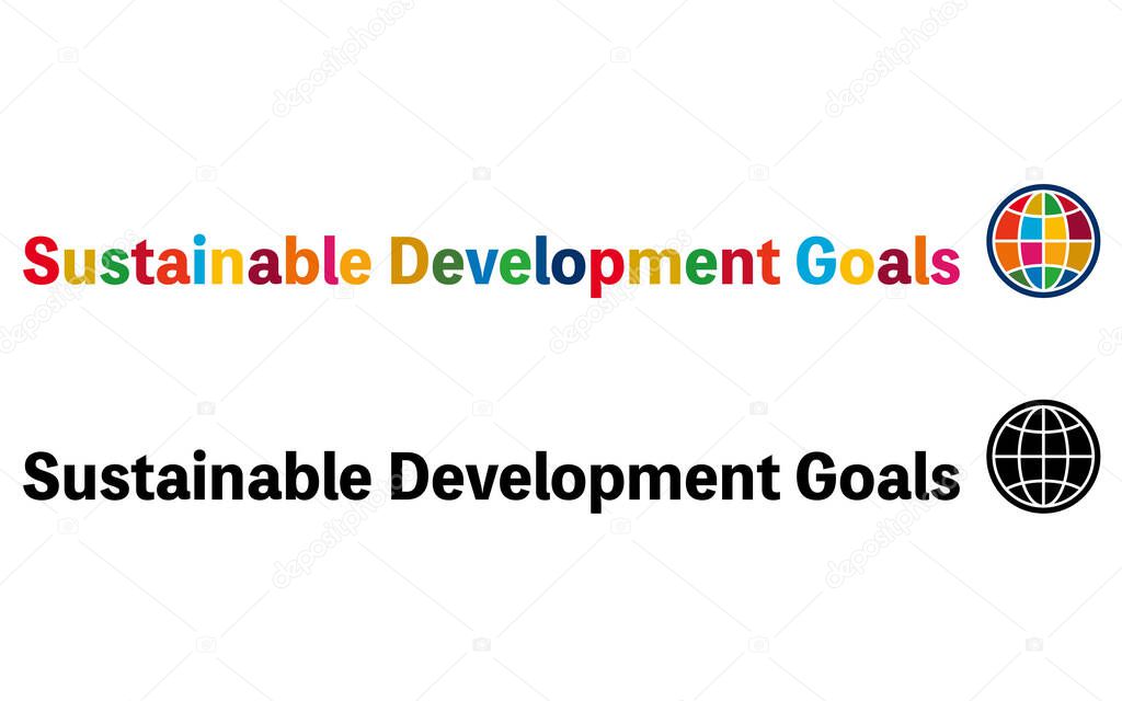SDGs, title image, English logo for headline, 17 predetermined colors and 2 sets of black and white