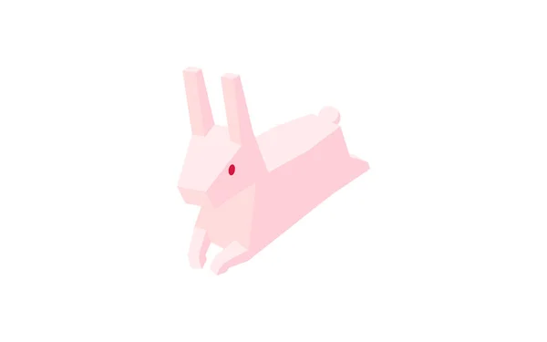Ilustración Isométrica Simple Conejo Saltador — Vector de stock
