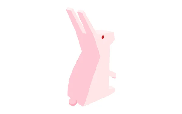 Vue Arrière Lapin Assis Illustration Isométrique Simple — Image vectorielle