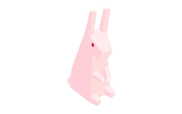 Conejo Sentado Ilustración Isométrica Simple — Vector de stock