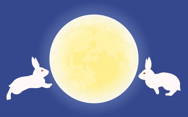 Vista Luna Dos Conejos Una Luna Llena — Archivo Imágenes Vectoriales