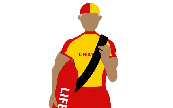 Senior Male Lifesavers Poses Patrol Lifeguard Tubes — 스톡 벡터
