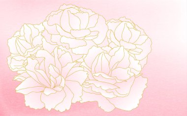 Bahar çiçekleri ve bitkiler, çift kiraz çiçekleri (şakayık kiraz) açık pembe gradyan, Japon dokusuyla kaplanmış.