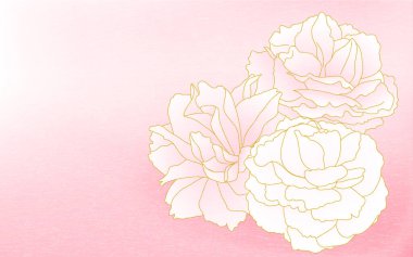 Bahar çiçekleri ve bitkiler, çift kiraz çiçekleri (şakayık kiraz) açık pembe gradyan, Japon dokusuyla kaplanmış.