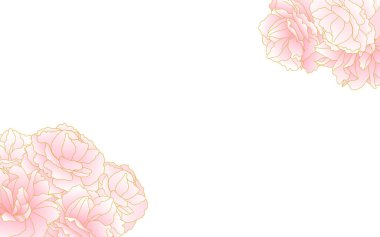 Bahar çiçekleri ve bitkileri, açık pembe gradyan çifte kiraz çiçeğiyle çerçevelenmiş (şakayık kiraz çiçeği))