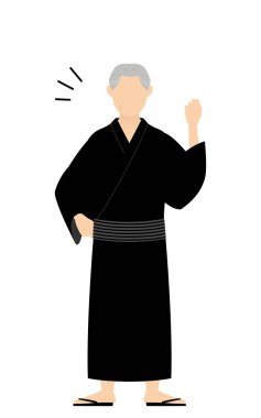 Yukata giymiş son sınıf öğrencisi, neşeli, cesur bir duruş.!