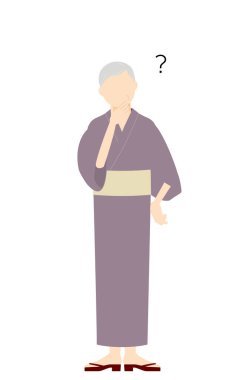 Yukata 'daki kıdemli kadın, şüphen mi var?