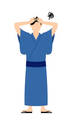 Man in yukata, Worry with your head