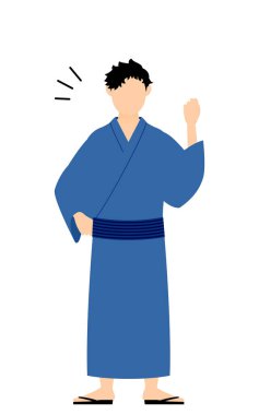 Yukata giyen adam, neşeli, cesur duruş.!