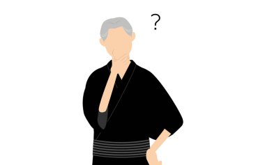 Yukata 'daki kıdemli adam, şüphen mi var?