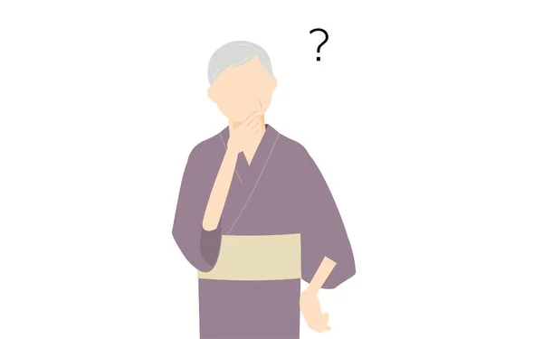 Senior Woman Yukata Have Doubt — Stockový vektor