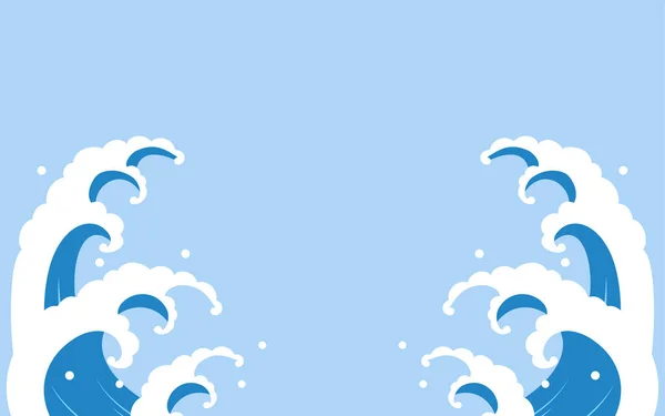 Simple Japanese Rough Sea Blue Background — Stockvektor