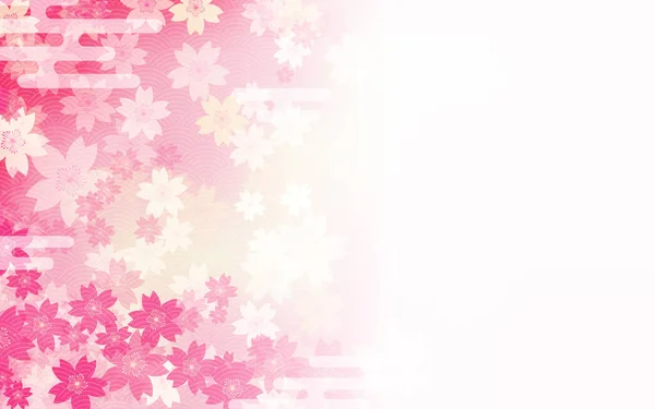 Japanese Background Material Cherry Blossoms Haze Blue Sea Waves Copy — Image vectorielle
