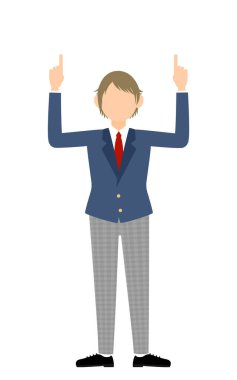 Cinsiyetsiz, spor ceketli, iki elinle yukarı kaldır.