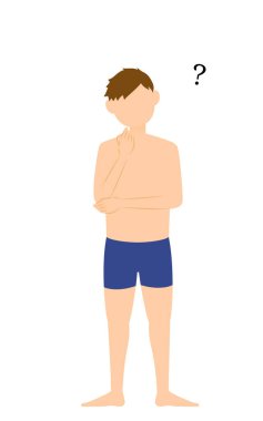 Öğrenci çocuk, mayo giymiş, şüphelerin var.