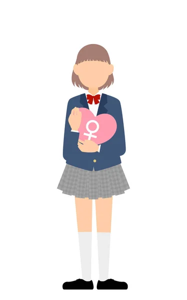 性同一性 性同一性に関する彼らの心の性別を示す心を持つ中高生の女の子 — ストックベクタ