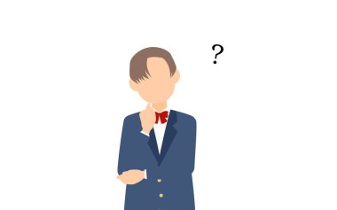 Cinsiyetsiz, ceketli üniformalı, kuşkuları olan.