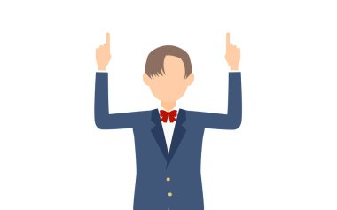 Cinsiyetsiz, spor ceketli, iki elinle yukarı kaldır.