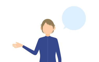 Cinsiyetsiz öğrenci, cinsiyetsiz mayo, konuş benimle (konuşma baloncuğu ile))