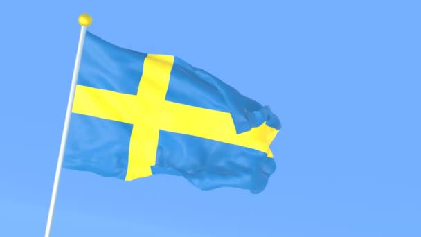 Национальный Флаг Мира Швеция — стоковое видео