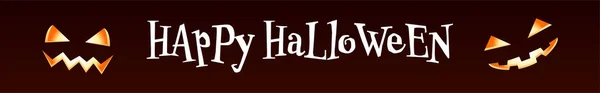 Halloween Banner Dunkeln Leuchtende Lächelnde Jack Laterne — Stockvektor