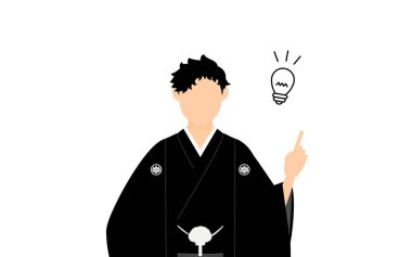 Kimonolu bir adam, ibikli hakama takıyor, danışmanlık yapıyor.