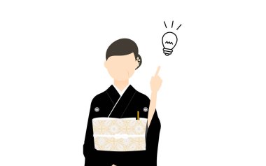 Kurotomesode 'de kıdemli bir kadın, kimono giyinmiş, poz veriyor ve danışmanlık yapıyor.