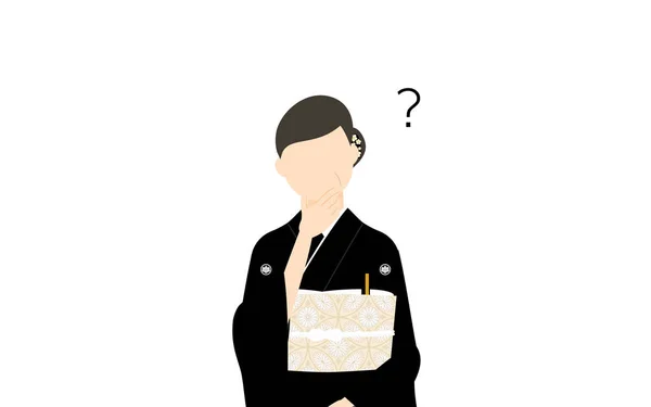 Oudere Vrouw Kurotomesode Kimono Gekleed Poseerde Settwijfel — Stockvector
