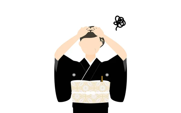 Ανώτερη Γυναίκα Kurotomesode Kimono Ντυμένος Έθεσε Ανησυχήσει Κεφάλι Σας — Διανυσματικό Αρχείο