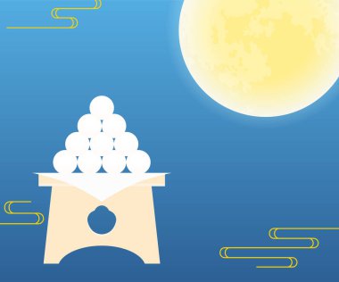 Otsukimi, Mid-Autumn moon viewing (no text), Tsukimi Dango and Moon, Japanese Background, 336x280