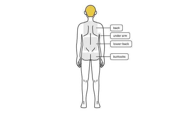 Men Hair Removal Full Body Back Area Guide Nude — Wektor stockowy