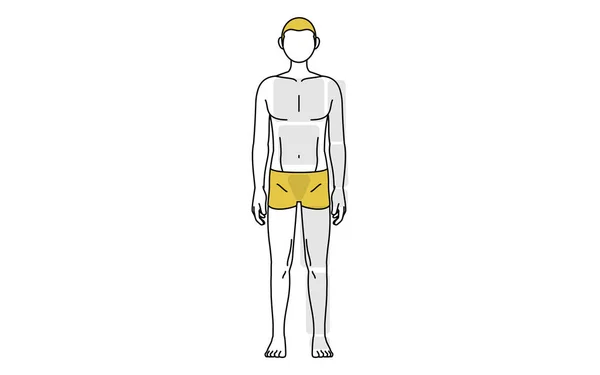 Men Hair Removal Full Body Front Area Guide Underwear — 图库矢量图片