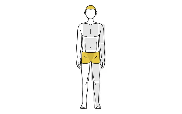 Men Hair Removal Full Body Front Area Guide Underwear — Vettoriale Stock