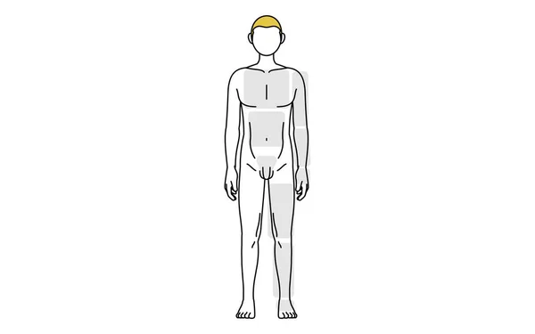 Men Hair Removal Full Body Front Area Guide Naked Body — Vector de stock